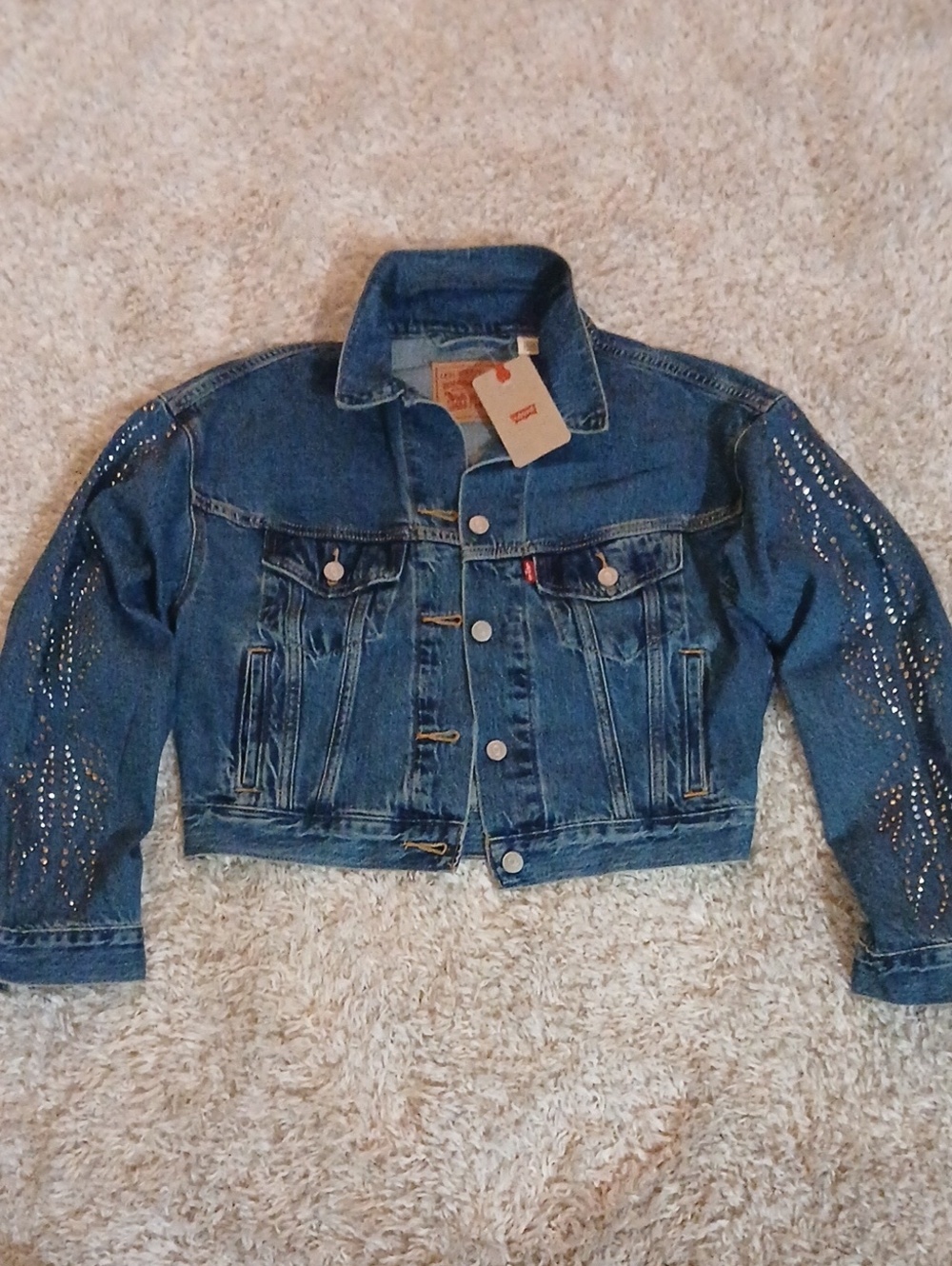 NWT LEVIS RHINESTONE SLEEVE DENIM JACKET